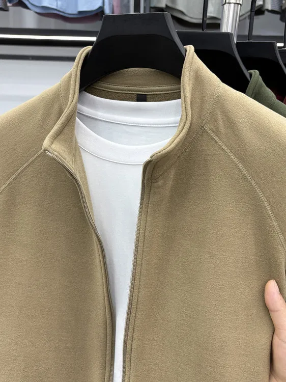 

Мужская демисезонная куртка из шелка и шерсти с воротником-стойкой, на молнии, премиум-класса