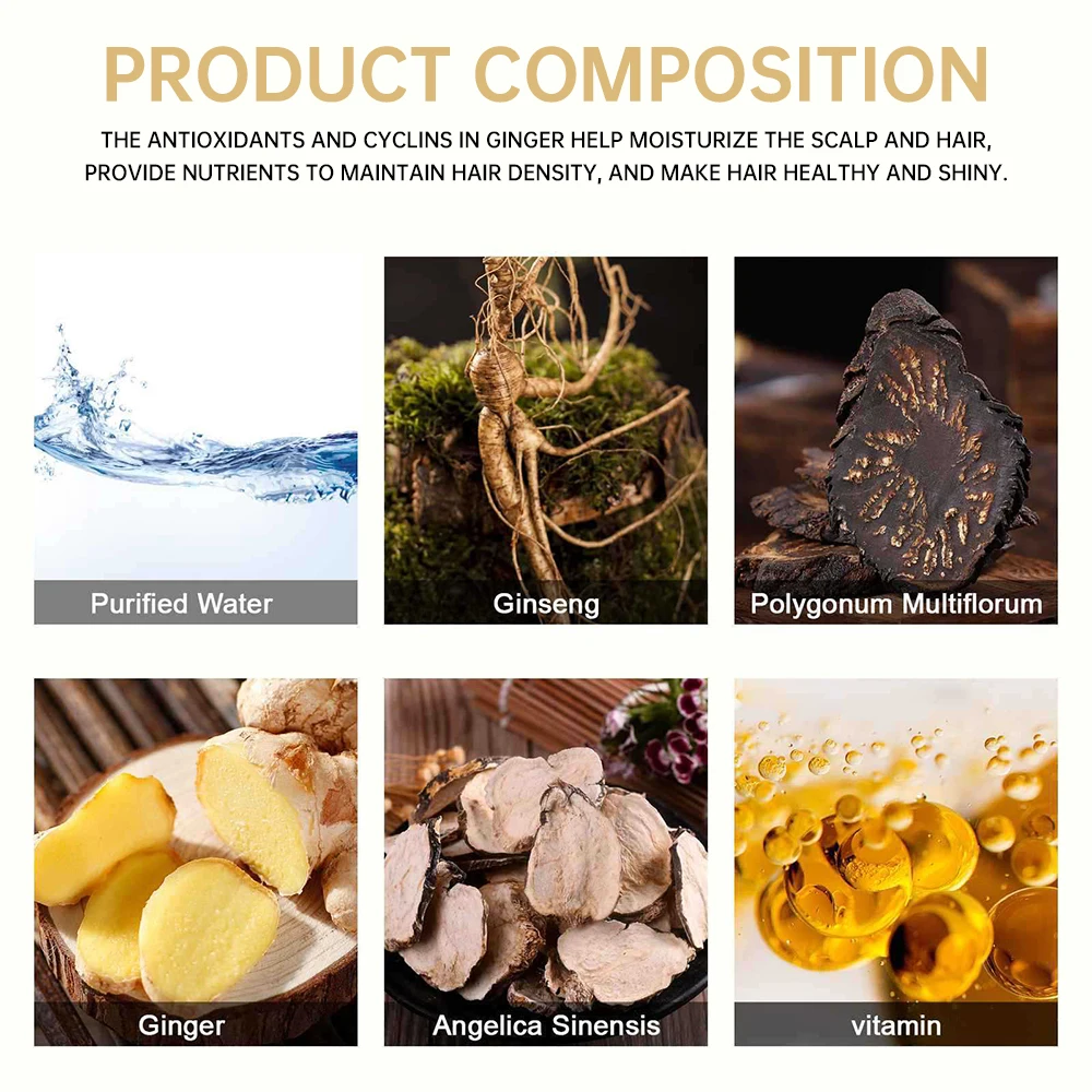 Natural Ginger Plant Hair Growth Oil Preventing Hair Dryness Split Moisturizing Gentle Nourishing Glossy Organics Hair Care Oil