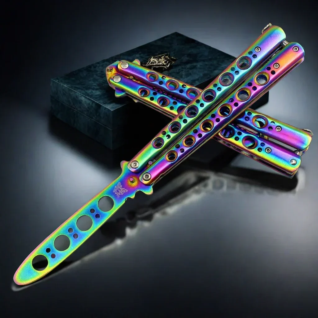 Folding Butterfly Knife Trainer Stainless Steel Pocket Practice Training Uncut Tool for Outdoor Games Hand Movements