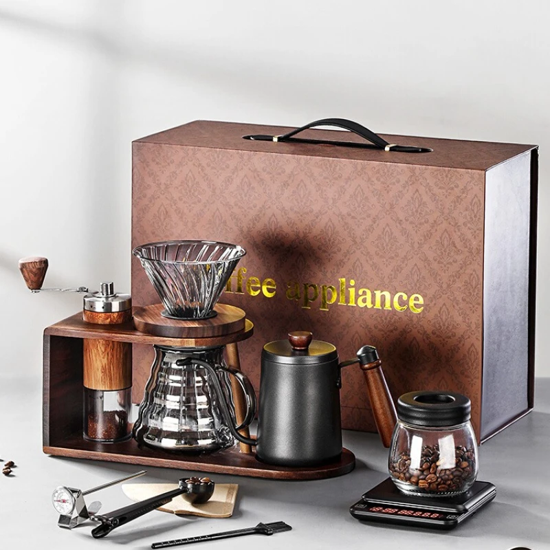 

Hand brewing coffee pot set utensils Small household hand brewing coffee bean grinder bracket gift