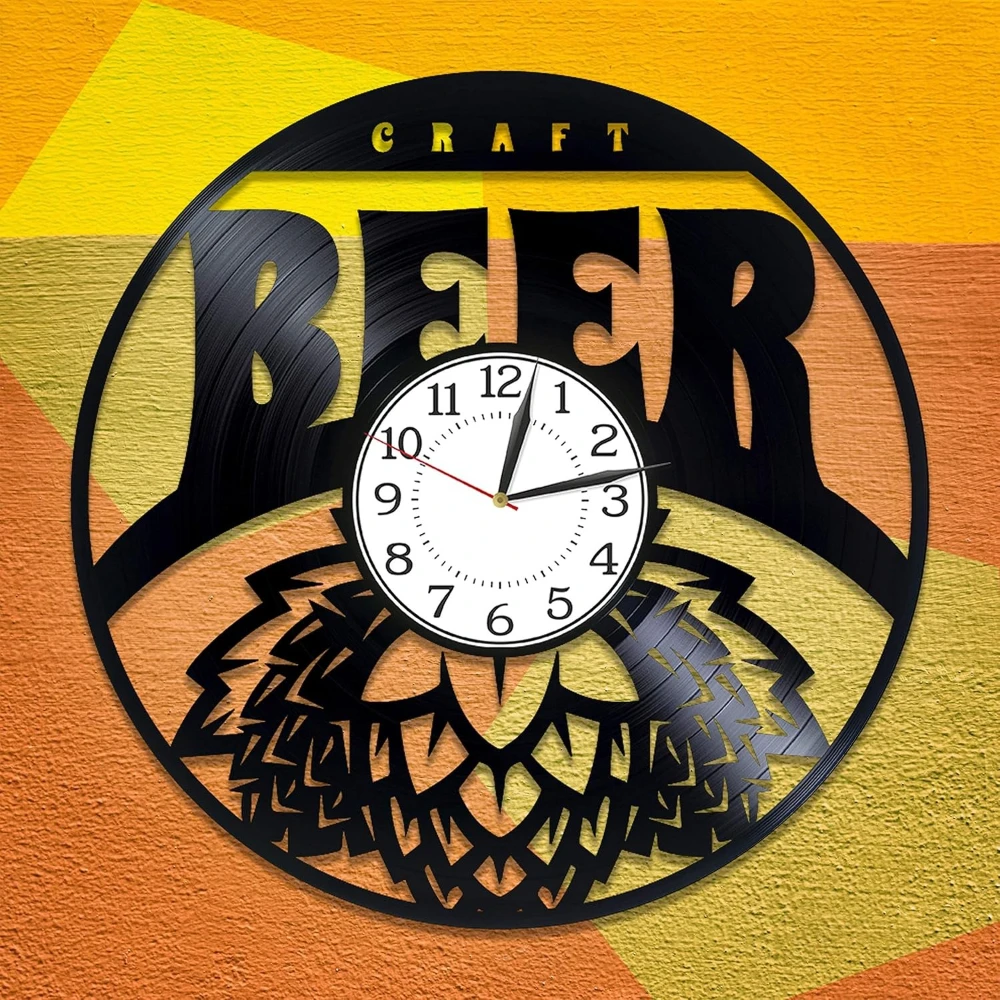 Craft Beer Creative Vinyl Record Wall Clock 12 Inch Craft Beer Original Home Decoration Wall Watch Bar Wall Hanging Gift Clock