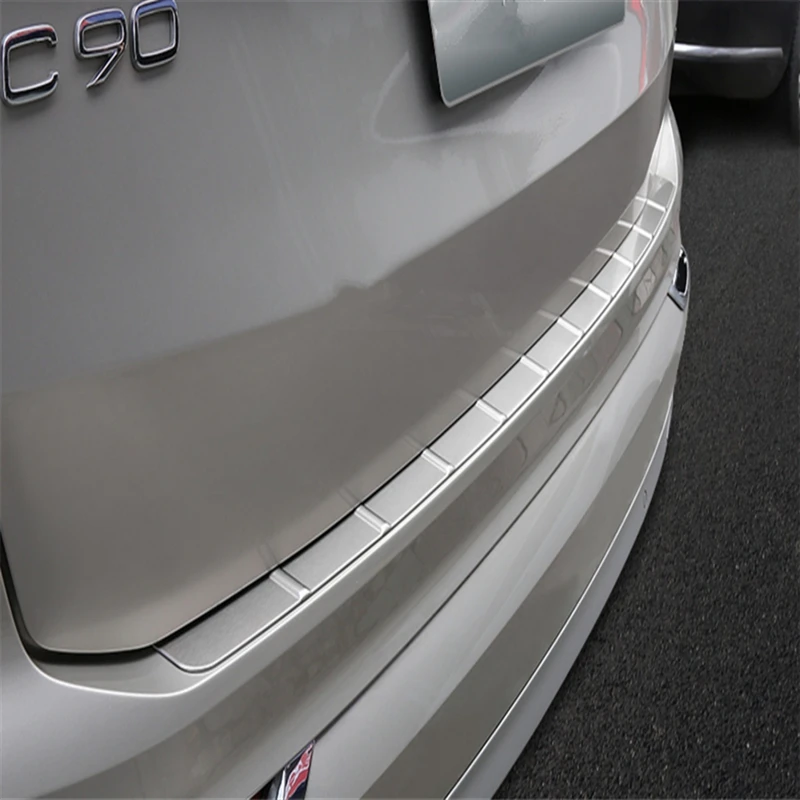 Car Styling Stickers For Volvo Xc90 2015 2016-2024 Rear Trunk Bumper Protector Rear Scuff Plate Rear Door Sill car assecories