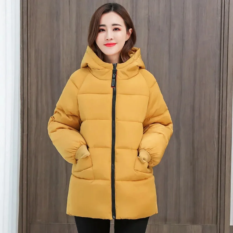 Winter Jacket Women Parkas Pocket Loose Thicken Warm Hooded Coat Jackets Female Korean Bread Parka Down Cotton Coats