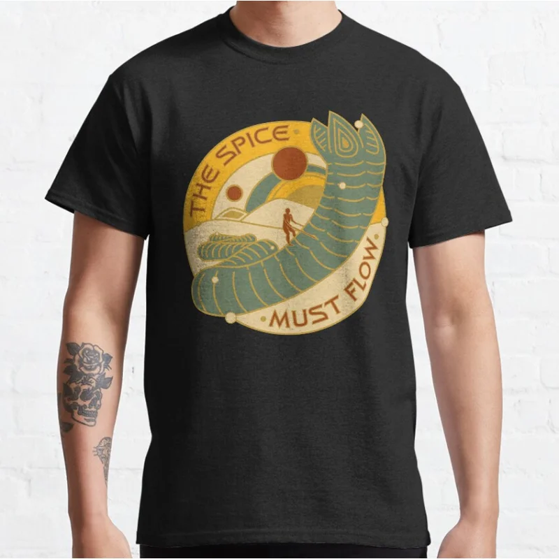

The Spice Must Flow Dunes of Arrakis Dune worm Sandworm sic fi Gift t shirt Large size Tops 100% cotton printed mens Clothes