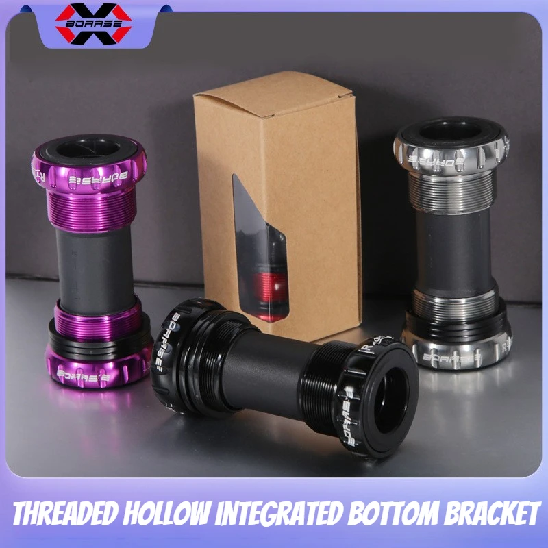 

BOARSE Hollow Threaded Press-Fit Bottom Bracket BB68-73mm Ball Bearing Crankset Spindle High-Quality Aluminum Alloy Lightweight