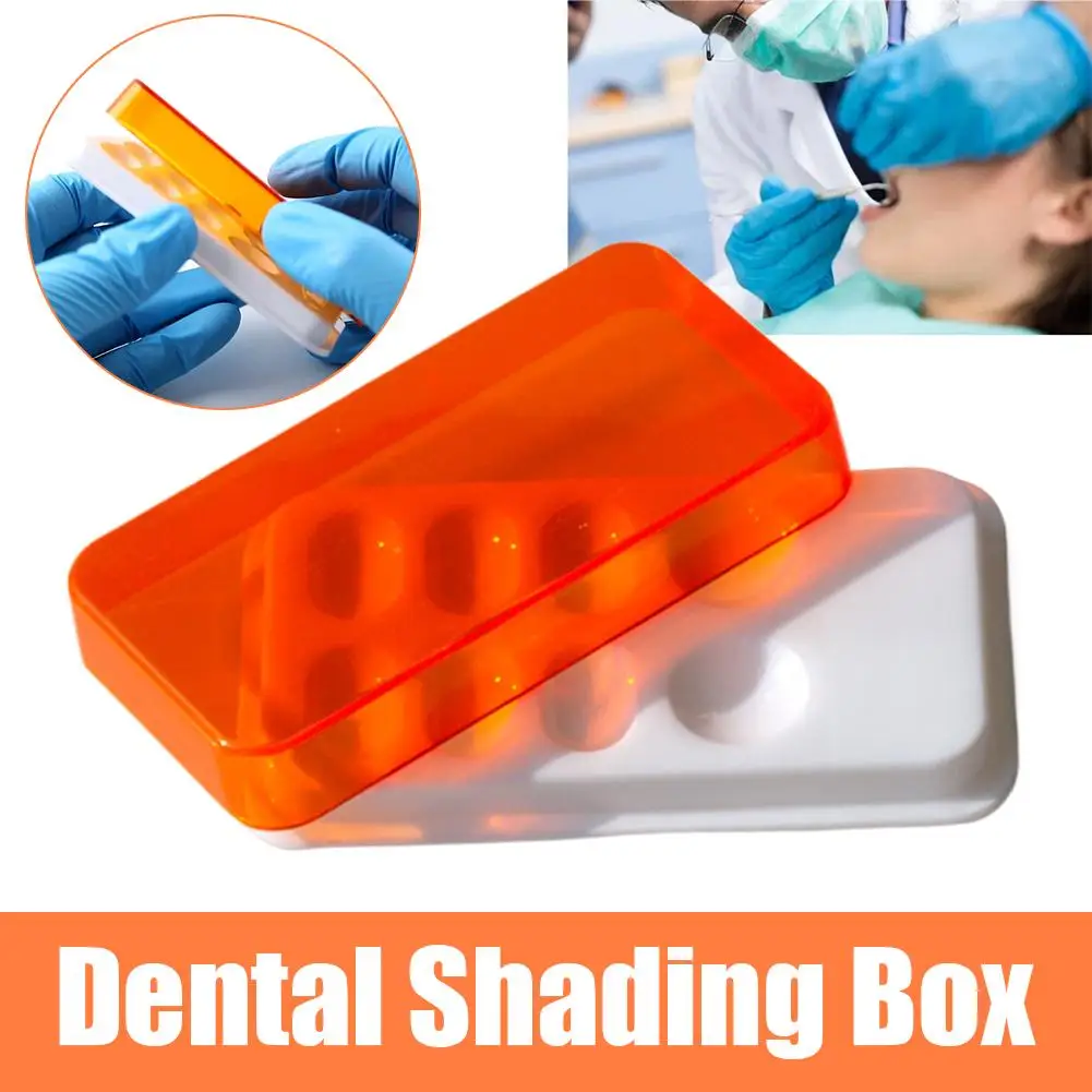 8Holes Dental Shading Light Box Resin Dentist Material Storage Box Mix Composite Hood Case Protector Veneer Plate