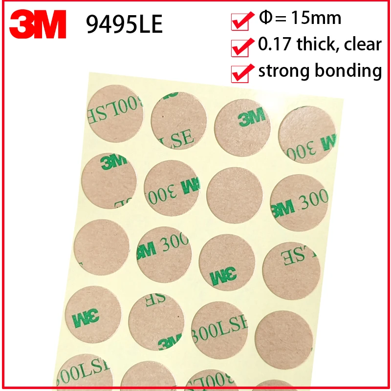 

80 circles, Diameter=15mm, Super Strong 3M 9495LE 300LSE Double Sided Adhesive Round Sticker for paper Metal Glass,