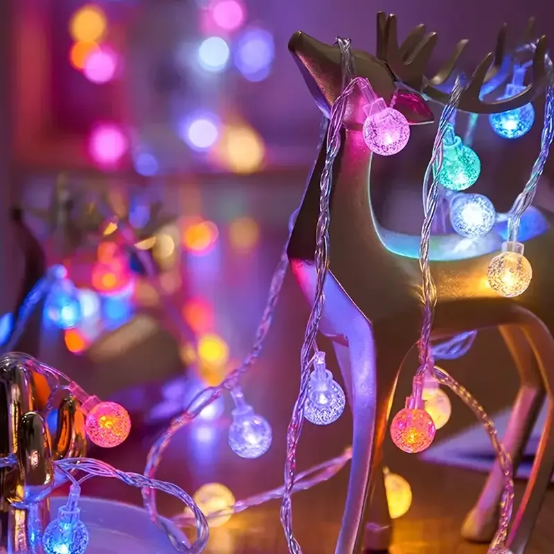 USB/Battery Ball String Lights Outdoor 10-40LEDs Crystal Globe Light Waterproof Festoon Fairy Lamp for Garden Patio Christmas