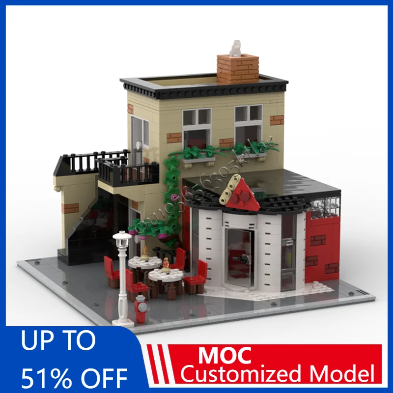 

1230 PCS MOC Creative City Street View Modular Pizza Corner Model Architecture Building Block Children Assembly Bricks Toy Gifts