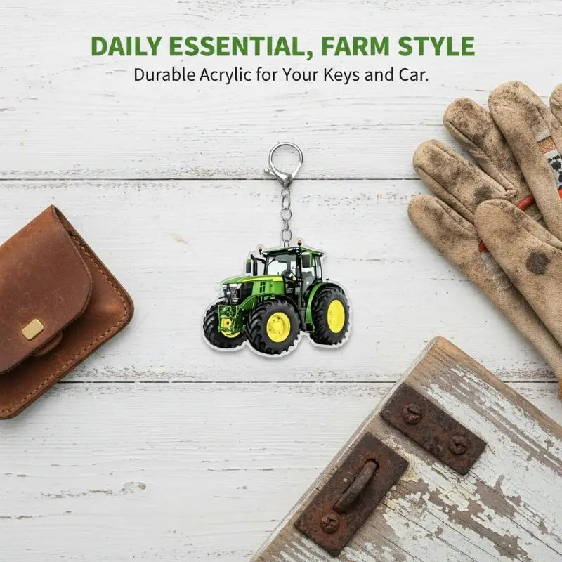 1PCS Tractor Keychain 2D Flat Design Massey Ferguson Tractors Backpack Pendant Car Key Chains Handmade Cabochon Keychain
