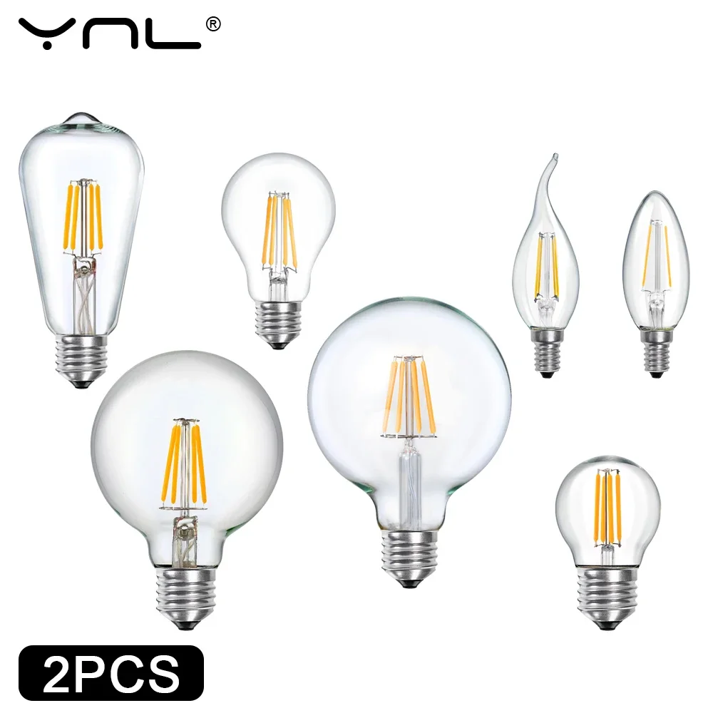 2Pcs Retro LED Edison Bulb 220V Filament Lamp For Home Vintage Glass Bulb