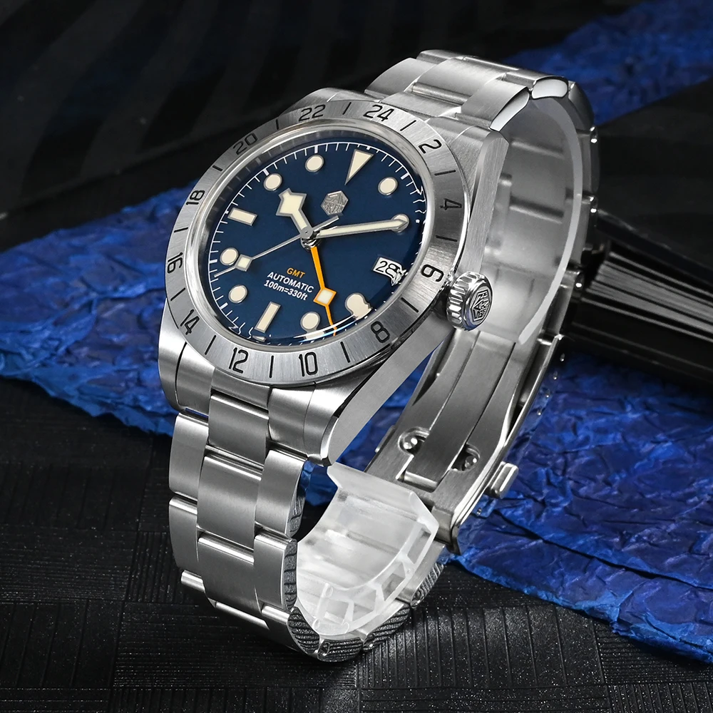 Imagem -04 - San Martin-relógio Masculino Vestido de Negócios Sapphire Mecânico Automático Date Windows Bgw9 Nh34 39 mm bb Gmt Luxo