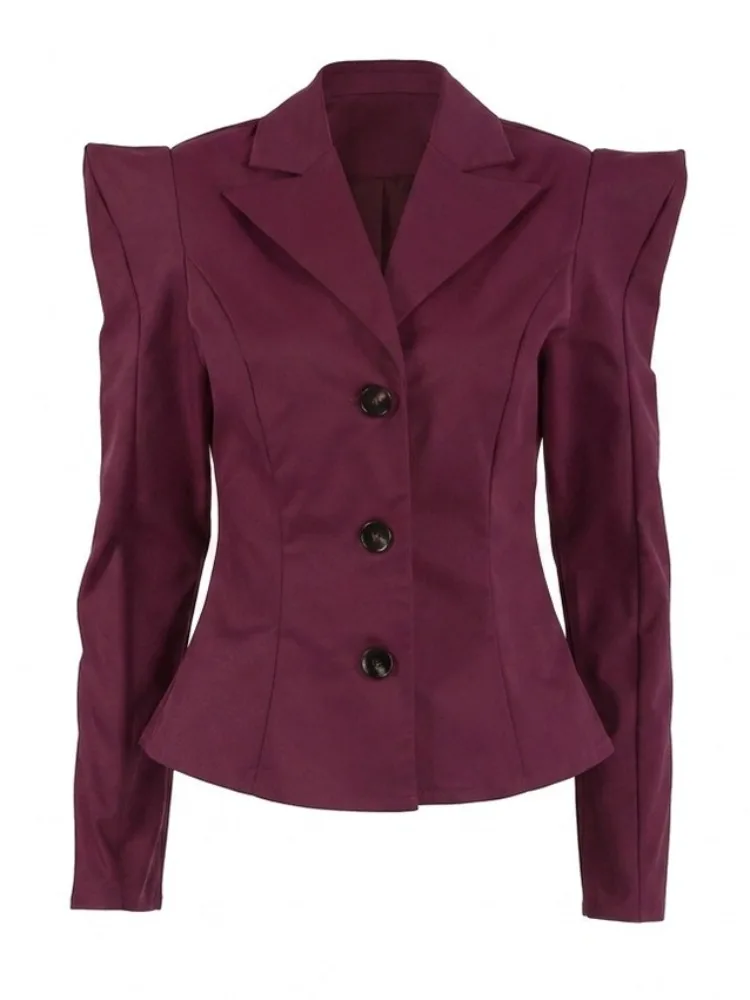 LIinar Fall 2026 Women's Blazer Padded Shoulders Single-Breasted Waist-Cinched Asymmetrical Casual and Commuter-Friendly Suit