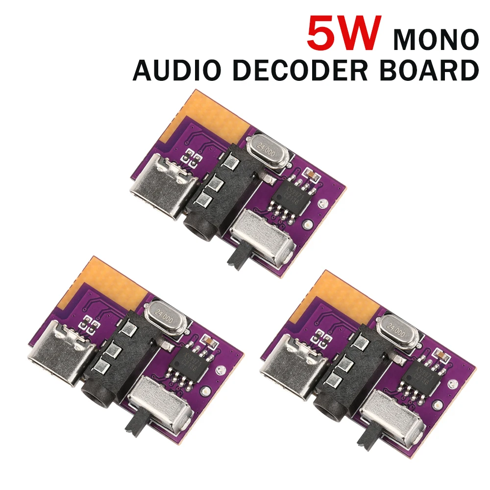 1/3Pcs 5W Bluetooth Decoder Module Dc3.5V-5V Mono Audio Amplifier Supports Tws Pairing Type-C Interface