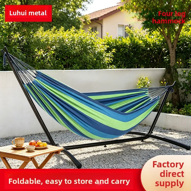 Outdoor Swing Hammock Camping Portable Single Double Hanging Net Removable Anti-rollover Canvas Anti-rollover Hammock Swing