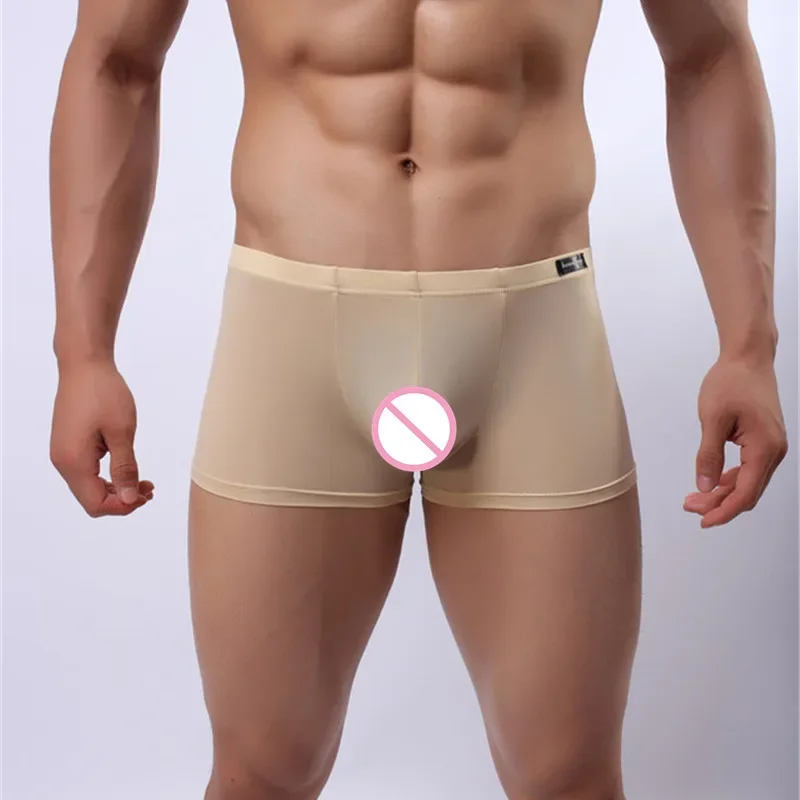 

Men Boxers Ice Silky Underwear Male Sexy Ultra-Thin Underpants Men's Cuecas Tight Boxer Shorts Men's Underwear Nightwear