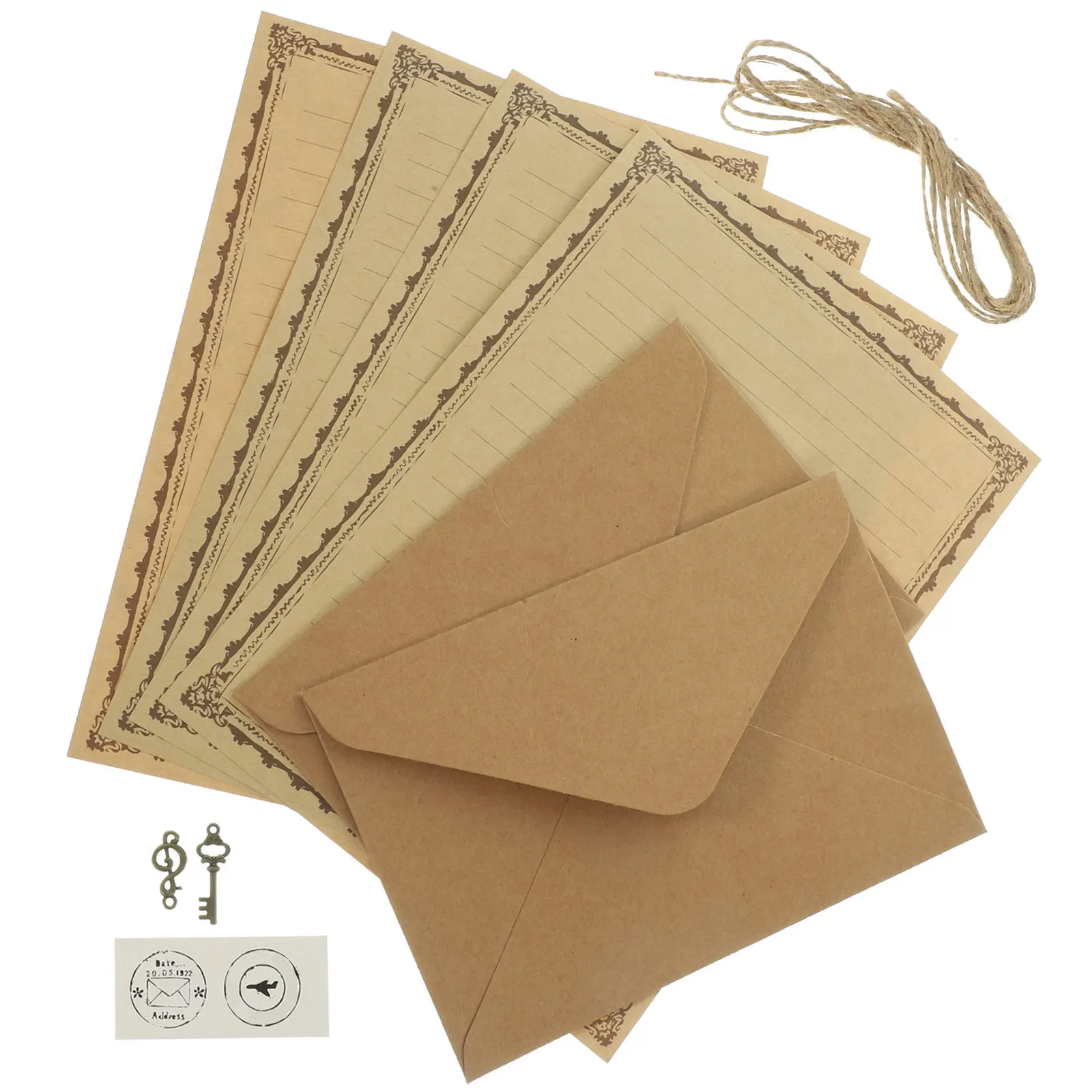Retro Notebook Insert Set – 2pcs Vintage Letter Paper, Envelopes & Thick Writing Sheets for Notes, Letters, Invitations