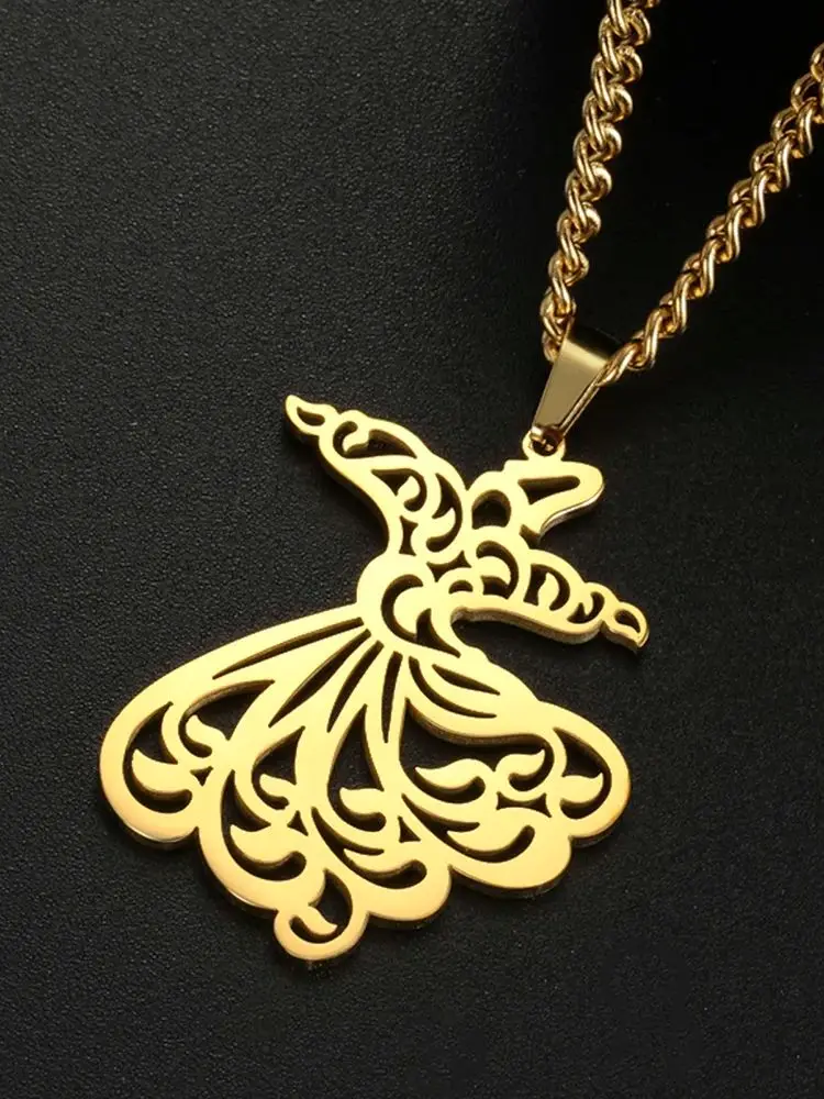 Dawapara-Collier de brevSama en Acier Inoxydable, Pendentif Derviche Tourbillonnant, Bijoux Religieux, Cadeau de Nouvel An