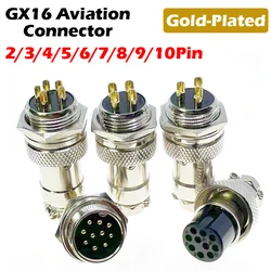 5/20 Sets GX16 gold-plated Connector 2/3/4/5/6/7/8/9/10pin electric cable terminal fixed type and butt mobile type Female&male