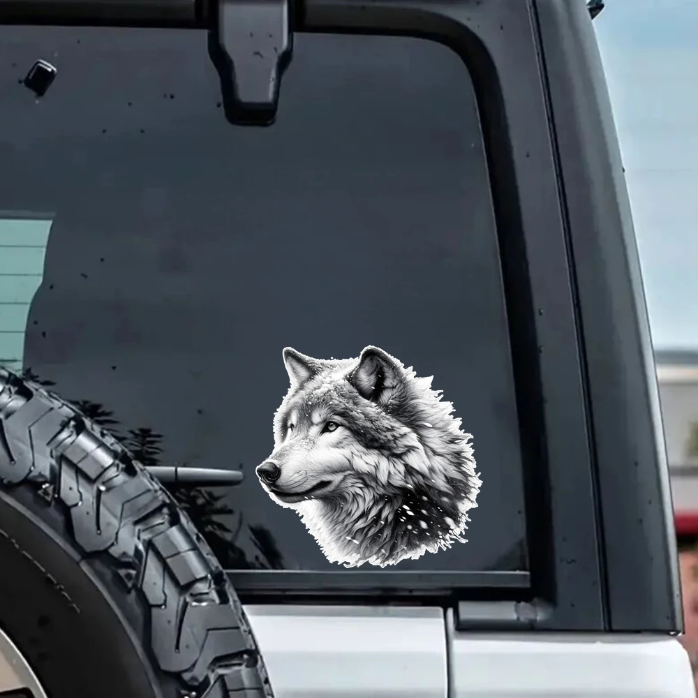 12x12cm Gray Wolf Car Sticker - Durable PVC Decal with Playful Design, Used for Cars, Motorcycles, Laptops, Trucks, SUVs