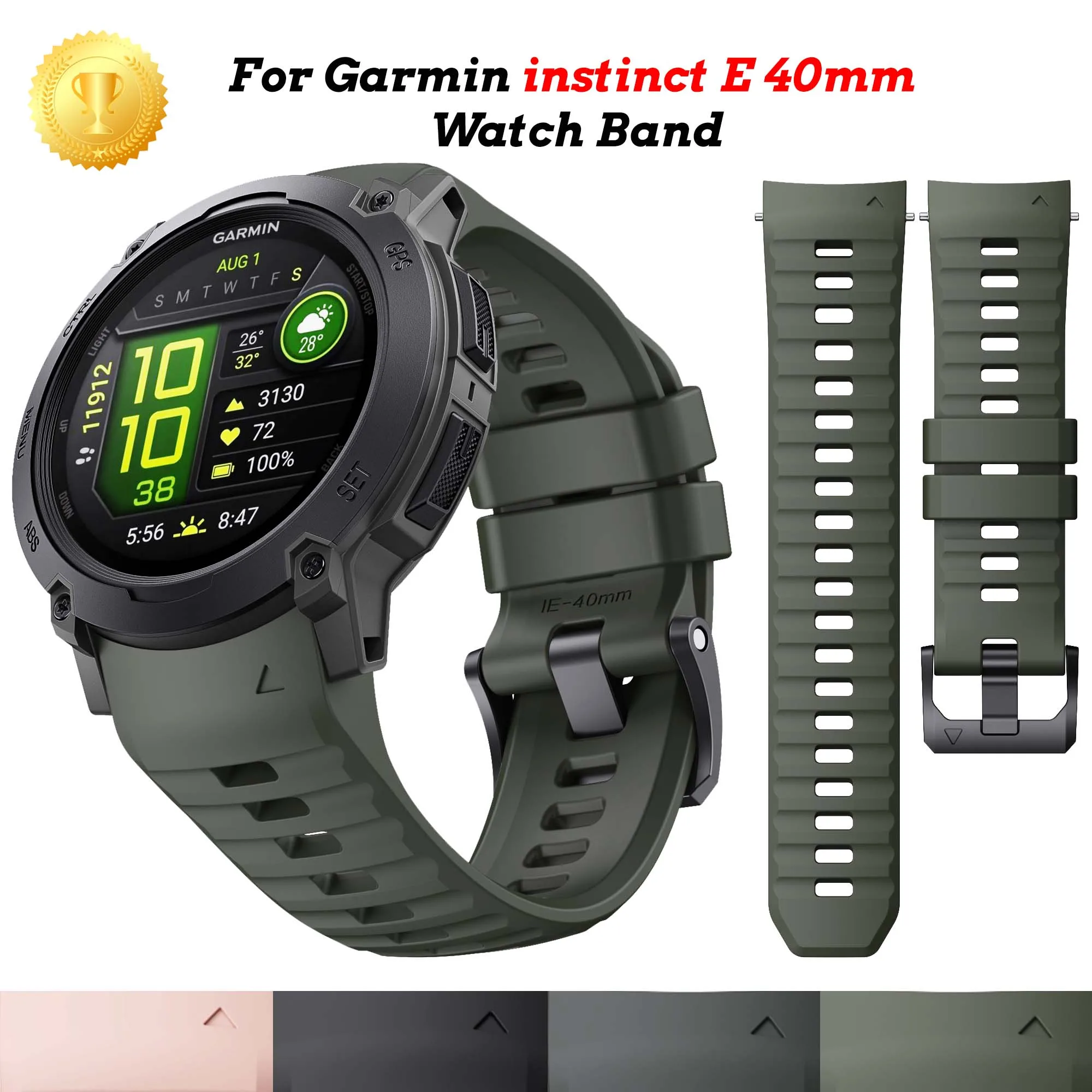 

For Garmin Instinct E 40mm SmartWatch Strap Soft Silicone WatchBand Wristbands Bracelet Strap Wriststrap Accessories