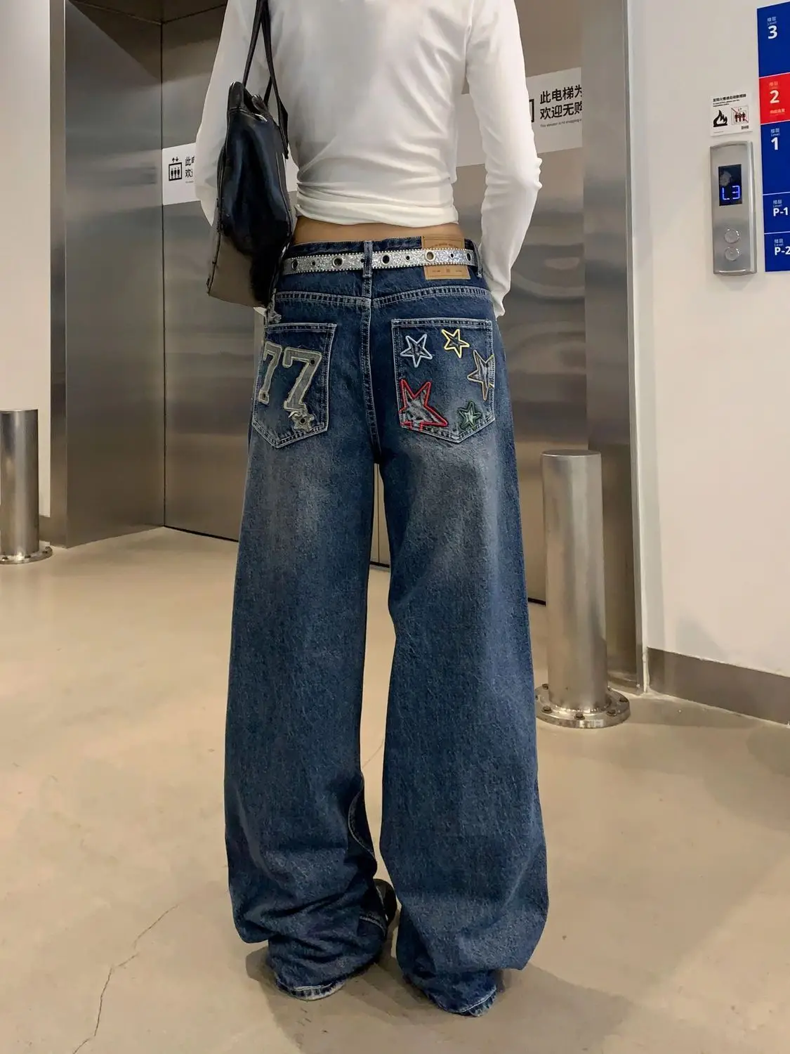 American Retro Hot Girl Letter Embroidered Jeans Women Spring Autumn New Versatile Slim Straight Floor Trousers