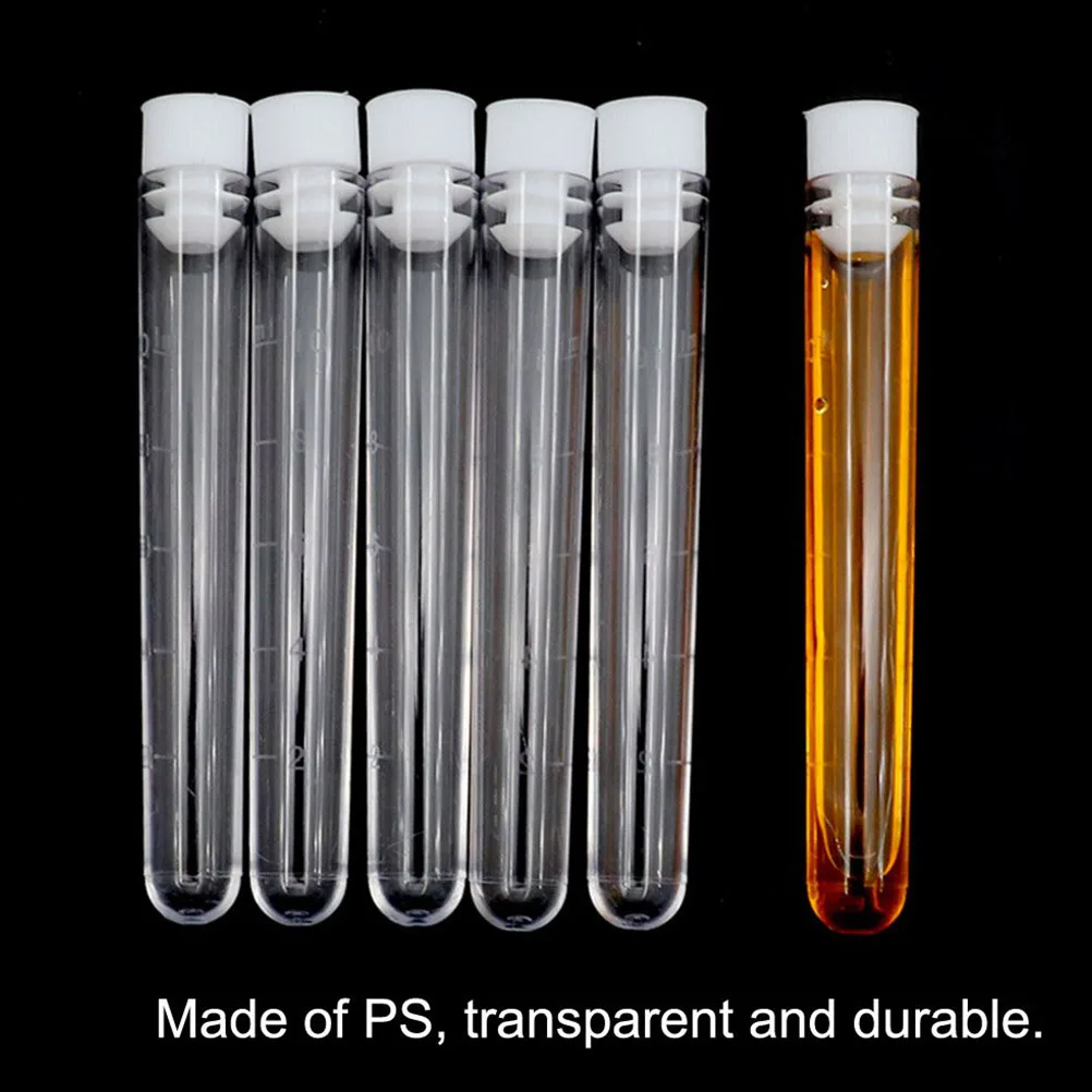 

50pcs Test Plastic Tubes Storage Containers Chemistry Experiment Equipment With Stoppers For Science Labs Teaching Tools