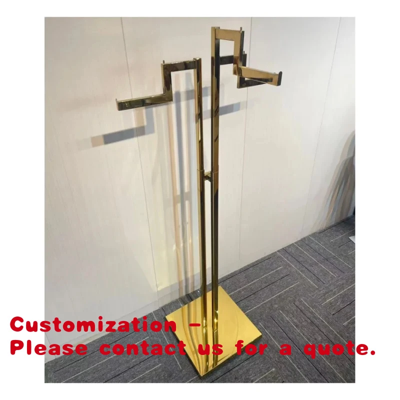 

custom.Direct from gold Stainless Steel Three-Arm Adjustable Height Clothing Rack，Suitable clothing stores