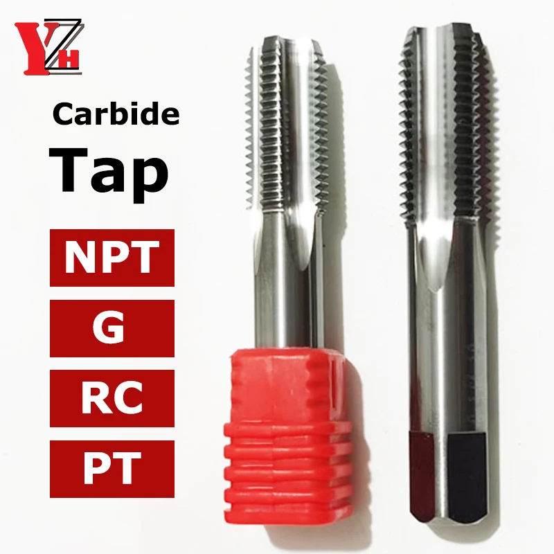 YZH NPT/RC/G/PT Carbide Tap American Standard HRC60/HRC68 CNC Machine Center Thread Cutter Tool 1pcs 1/16 1/8 1/4 3/8 1/2