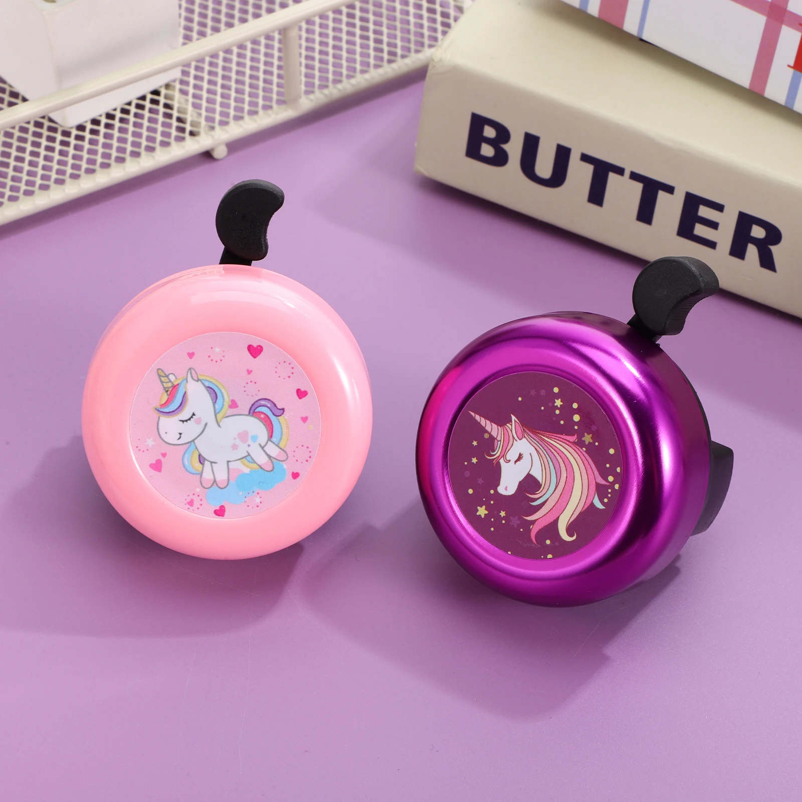 2 pçs sino de bicicleta para guidão meninas bicicleta unicórnio scooter adultos acessórios bonitos criança