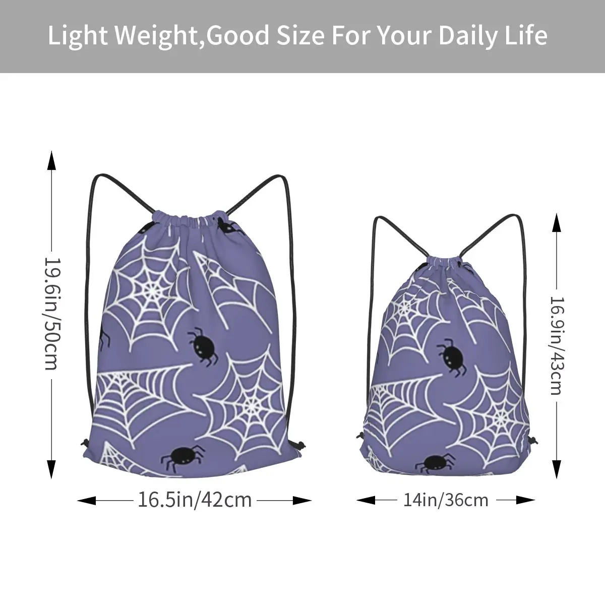 Halloween Black Cat Spider Gothic Witch Backpacks Fashion Drawstring Bundle Pocket Sundries Bag Book Bags for Man Woman School
