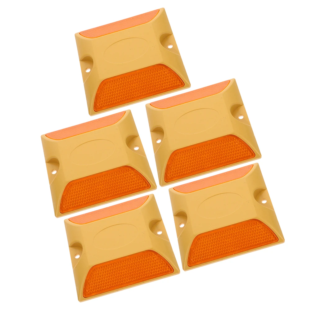

5pcs Reflective Road Markers Plastic Highway Studs Raised Design Night Visibility Driveway Reflectors Traffic Control