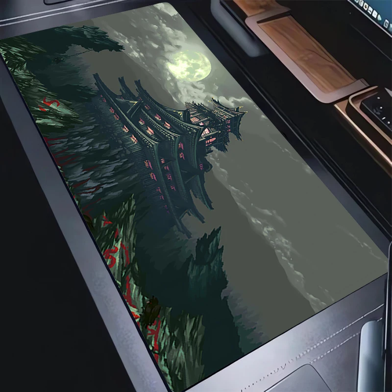 

Keyboard Mouse Pad Kawaii Pixel Art Anime City Desk Mat PC Gamer Rug Office Laptop Moon Gaming Accessories Carpet Home Table Pad