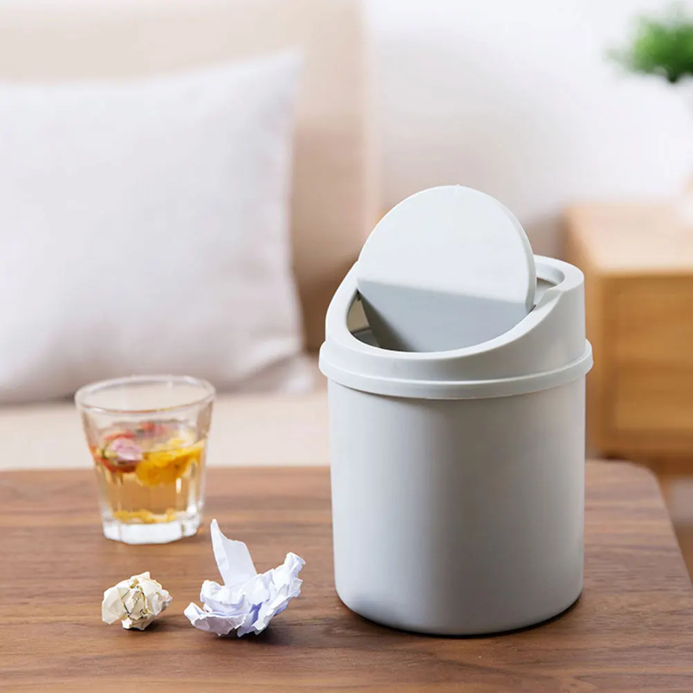 

2 Pcs Trash Can with Lid Strong Material Home Kitchen Bedroom Bathroom Plastic Waste Basket Small Size Daily Use Garbage Bin