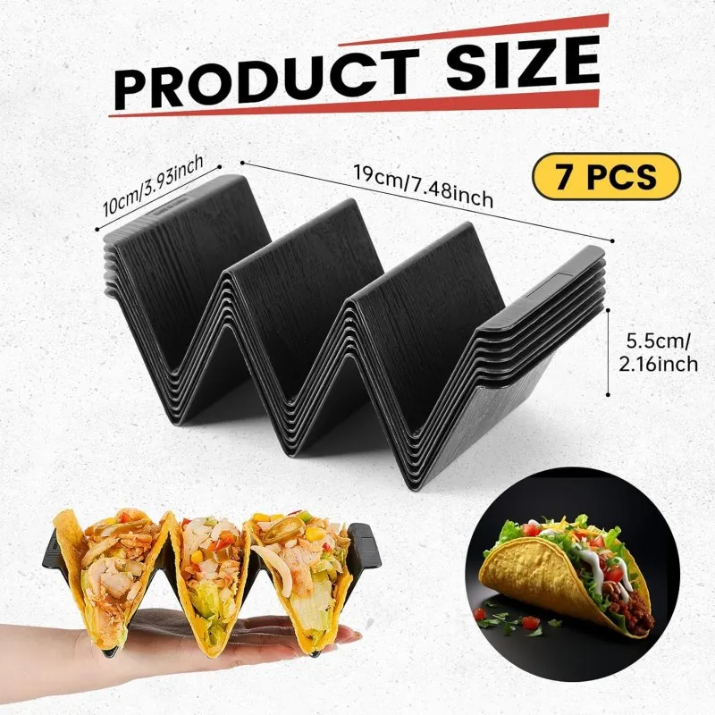 【Juego de estación de tacos de 7 unidades】Rack para tortillas multiángulo, relleno de tacos y soportes para fiestas, eventos, restaurantes
