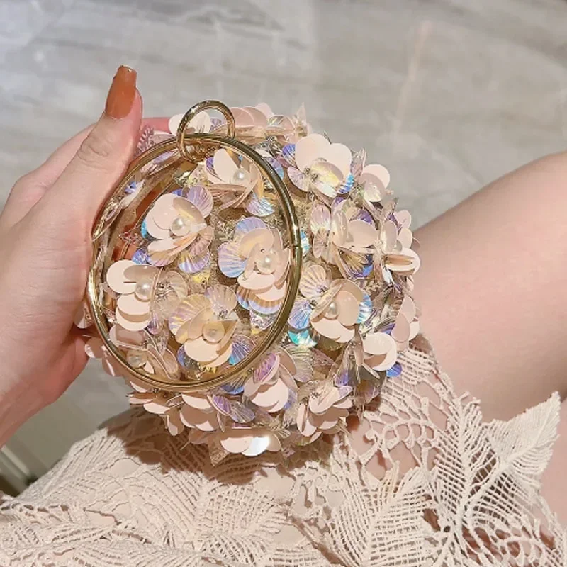 New Flower Design Women Hand Handheld Fashione Evening abbinato a Dress bracciale Ball Small Lady Bag