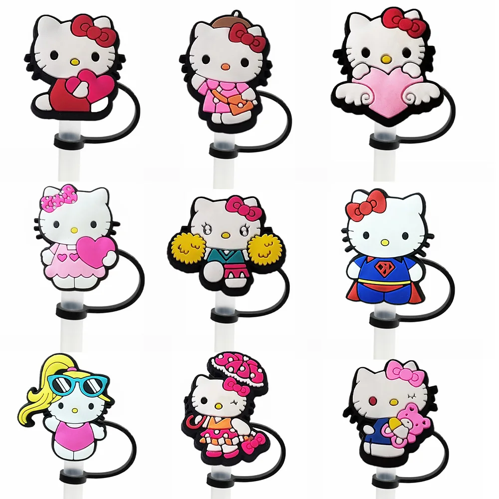 MINISO Sanrio Disney Series/Set Straw Cover Cap 10MM Drink Straw Plug Reusable Fit Cup Accessories Straw Cap Charms Pendant Gift