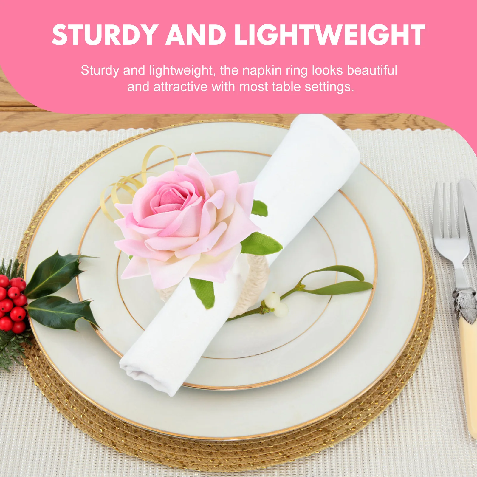 

Napkin Buckle Dining Table Ring Rose Flower Buckles Faux Serviette Rings Holder Decorative Holders Wedding Unique Dinner