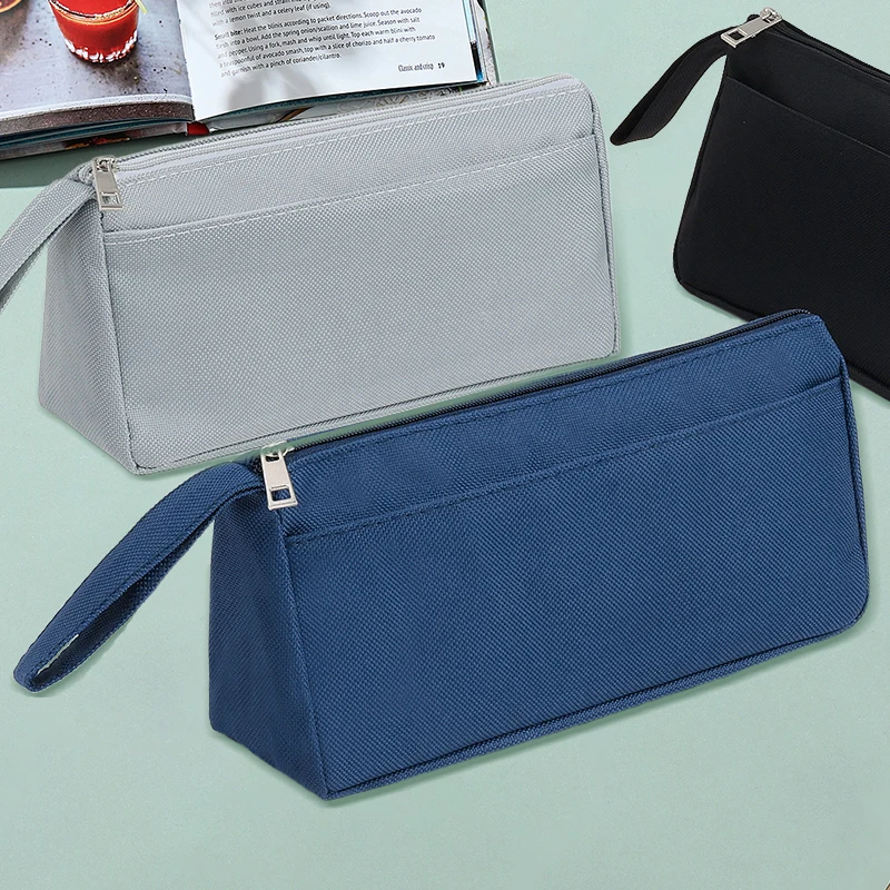 Fashion Portable Oxford Pencil Case Simple Double Layer Stationery Box Children Pencil Bag Large Capacity Pencil Case Gifts