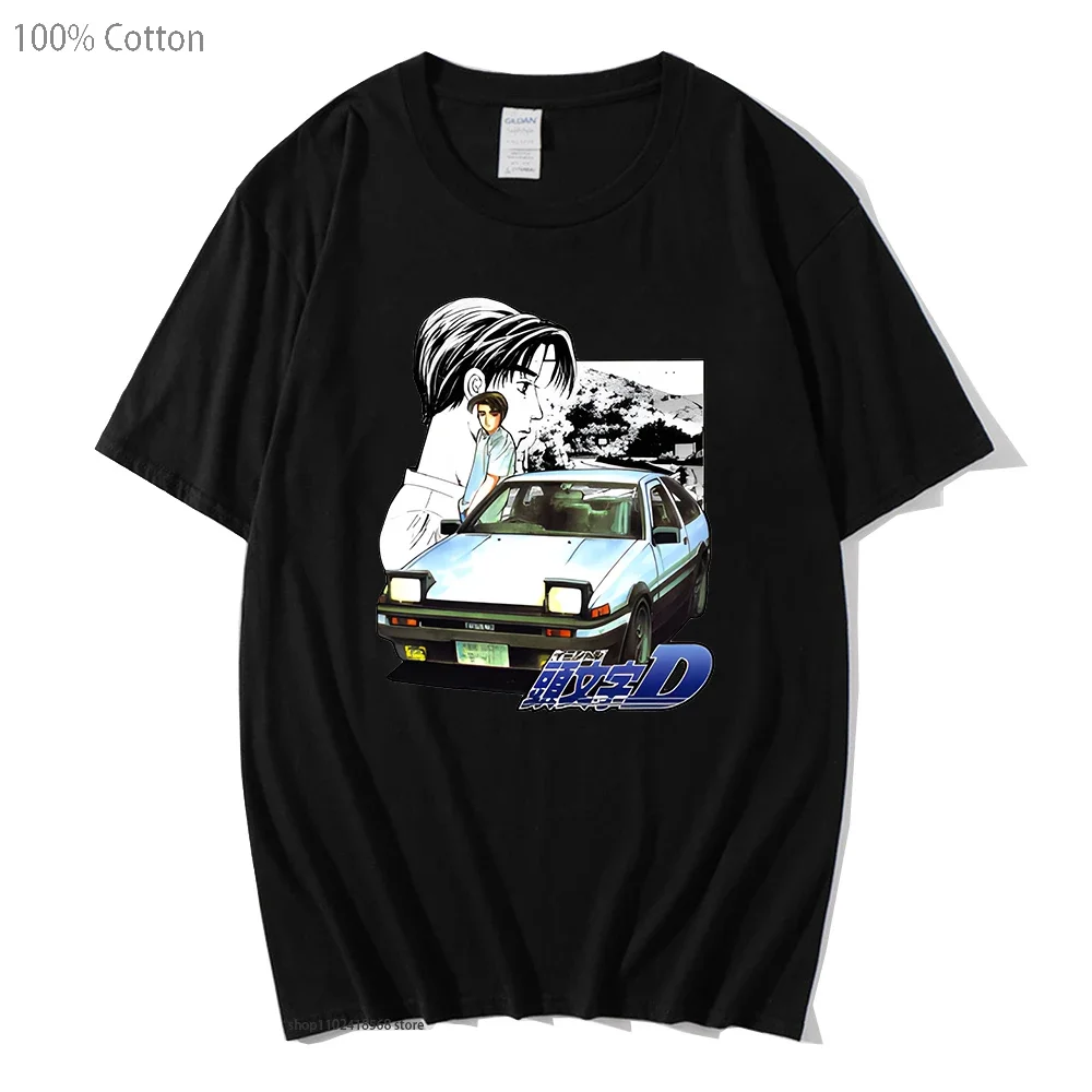 Initial D T-Shirts Takumi Fujiwara Vintage Tshirts Y2K Clothes Anime Tops Streetwear Men Clothing Women Shirt 100% Cotton Tops