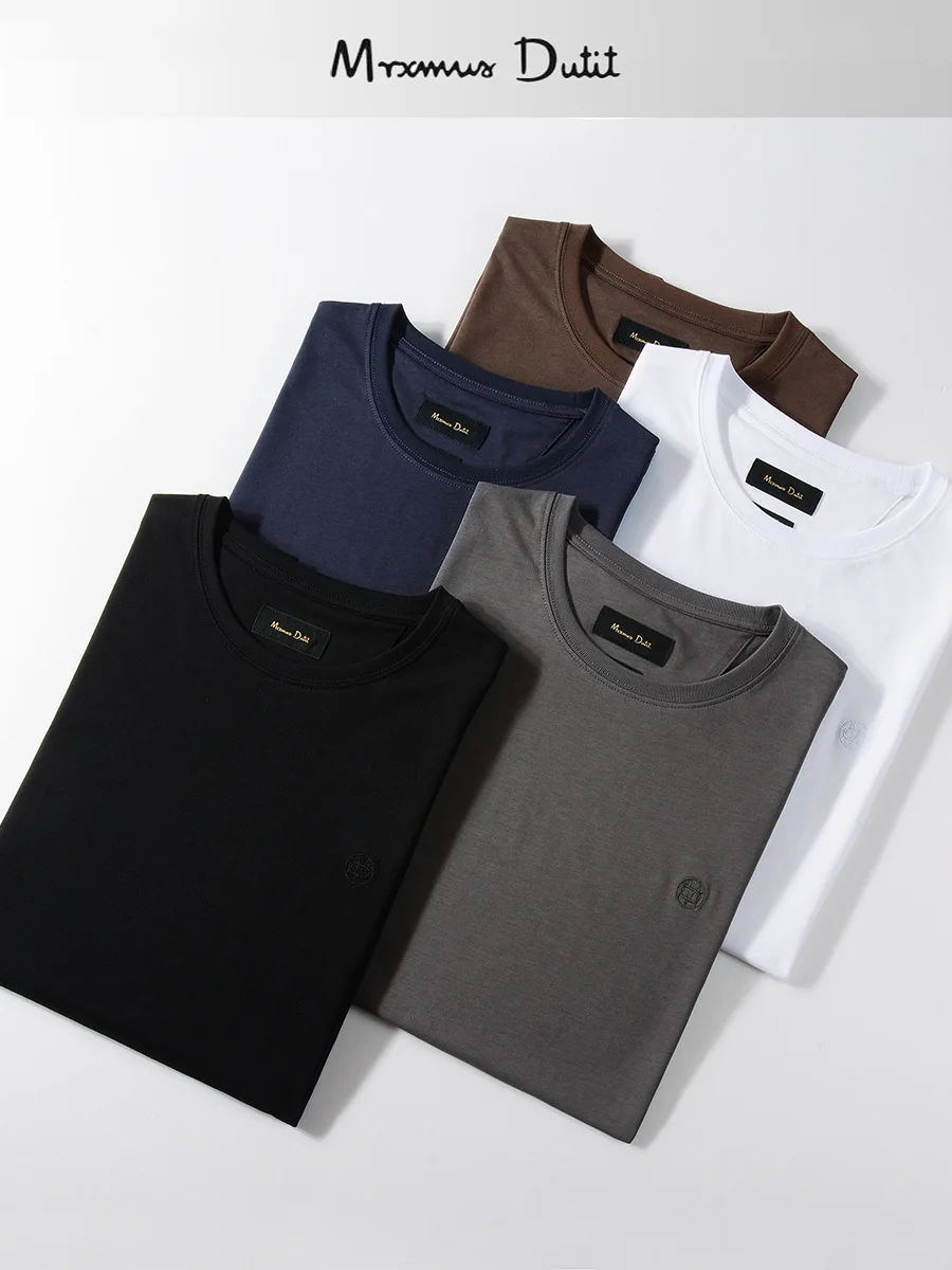 Dave&Di Men's men's T-shirt summer pure cotton breathable new embroidered casual round neck short sleeved shirt