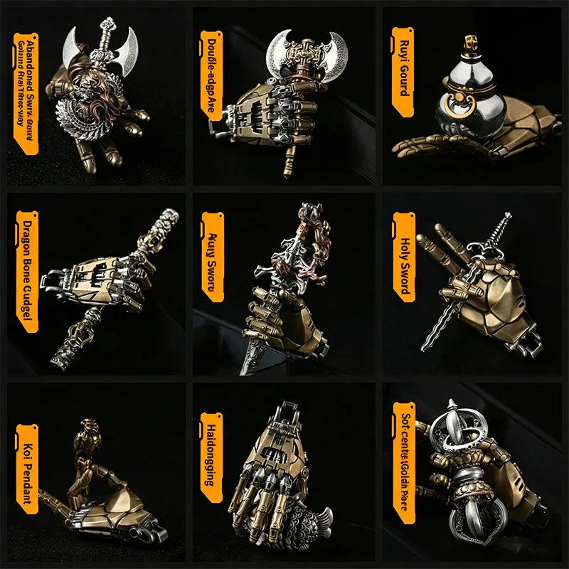 New 5cm Robot Hand Collectible Mechanical Bionic Hand With Chain Movable Finger Joints Hand Charm Display Gifts Pendant Ornament - view 2