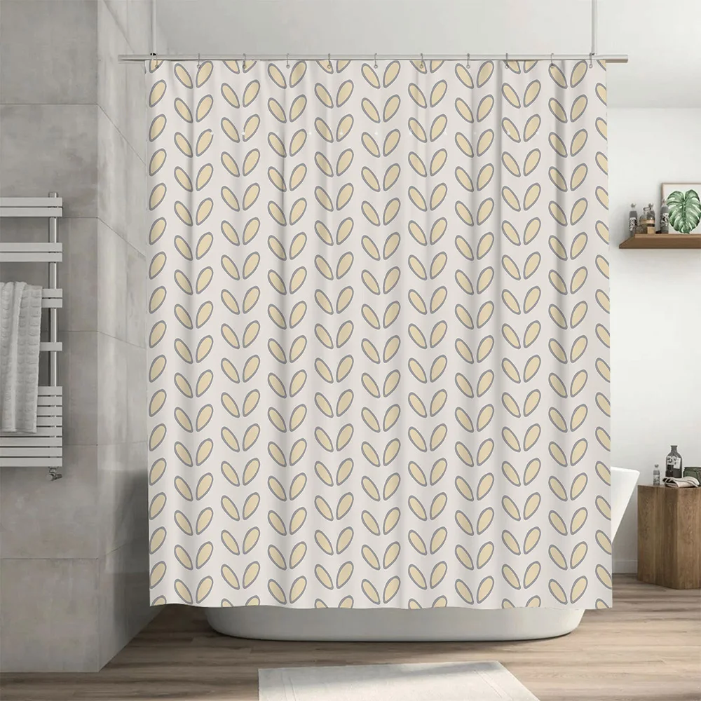 Leaf รูปแบบผ้าม่าน Neutral สีขาวสีเทาโมเดิร์น Bath Decor สําหรับตกแต่งห้องน้ําหน้าแรก