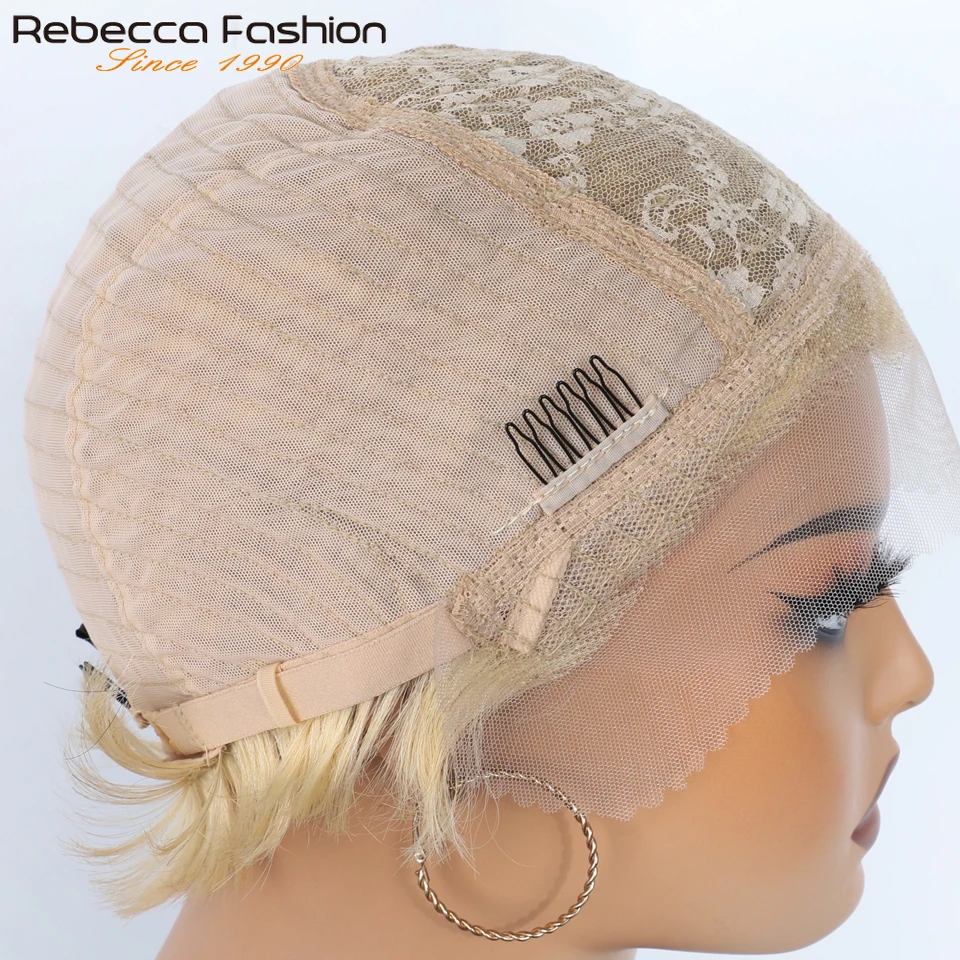 ريبيكا 613 شقراء قصيرة عابث قطع أملس الظهر بوب 13x1 الدانتيل الجبهة 100% باروكة من شعر طبيعي للنساء البرازيلي شعر ريمي الباروكات اليومية