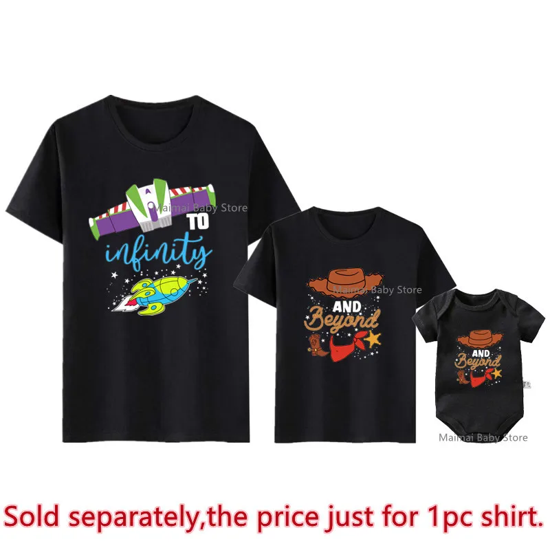 New Disney Toy Story Shirts To Infinity and Beyond Family Matching Outfits Funny Cotton Dad Mom and Me Disneyland Trip Tshirts