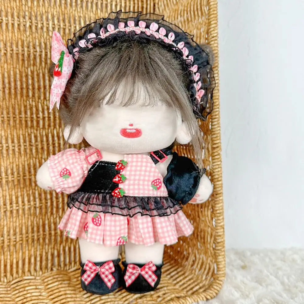 1Set Handmade 20cm Doll Clothes Maid Dress Headband Apron Kpop Plush Dolls Outfit Toys Baby Doll\'s Accessories Cos Suit
