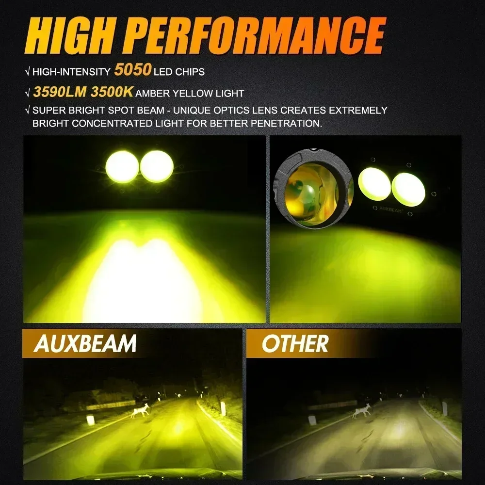AUXBEAM 4 inch 60W LED Work Light LED Pod Driving Lamp 3000K/6500K Spot Light IP67 for Offroad Truck SUV 4WD ATV R4 SERIES