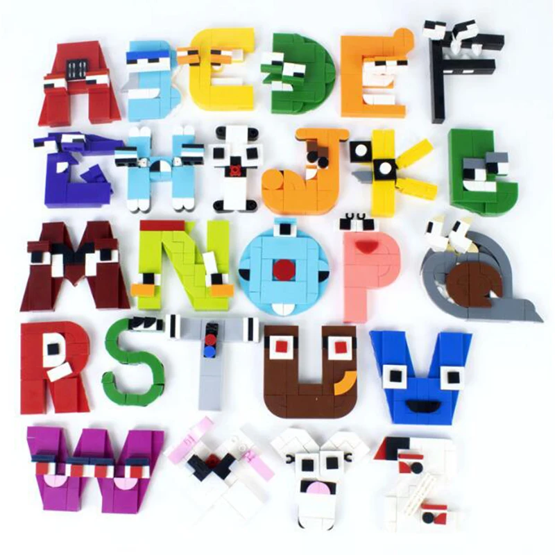 26 Style Alphabet Building Blocks English Letters Lore Puzzle Alphabet Shape Matching Moc Bricks Montessori Toys For Kids