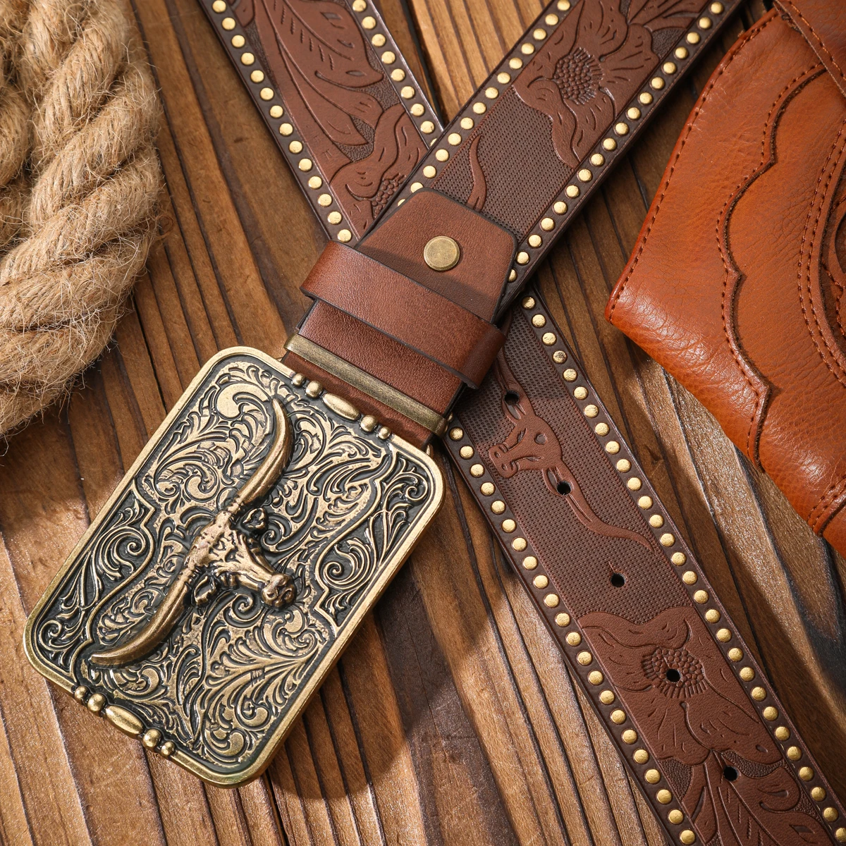 1pc PU Belt Suitable for Both Men and Women, Combining the Style of Western Denim and Retro, Is Perfect for Daily Casual Outings