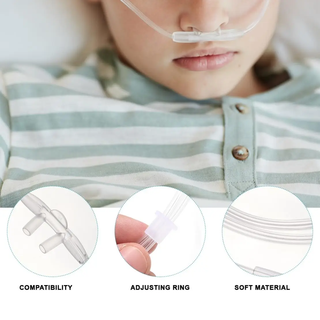 6 Stück Weiche Erwachsenen-Sauerstoff-Nasenkanülen Standard-Nasenschlauch für Langzeit-Sauerstofftherapie-Patienten 2M/5M/8M (2 in einer Packung) – Detail 1